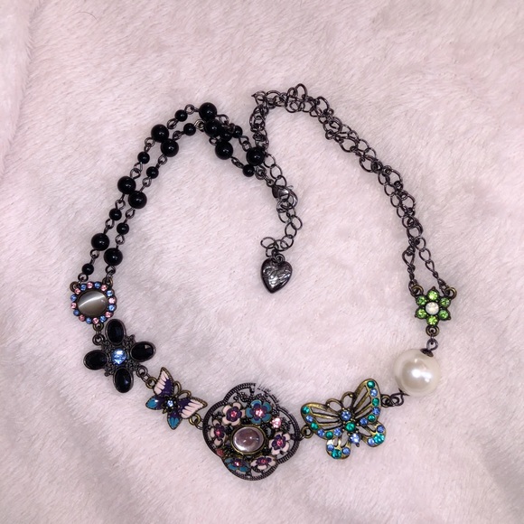 Betsey Johnson Huge Butterfly Pendant Necklace Patchwork  Betsey Johnson Butterfly Necklace